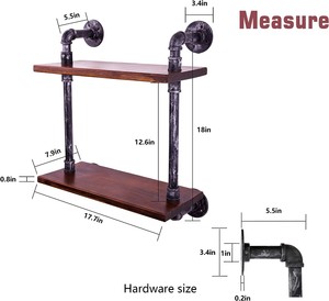 Industrial <strong>Floating</strong> Shelves <strong>Pipe</strong> Shelves <strong>for</strong> Wall Rustic Wood Wall Shelves <strong>for</strong> Home D&eacute;cor, Bedroom Living Room Bathroom - Product Image 2