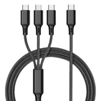 Câble USB 3-en-1 en nylon tressé Chargement rapide 6A 1m de longueur Cordon de données micro USB multifonction Type C pour téléphones mobiles Chargeur USB C