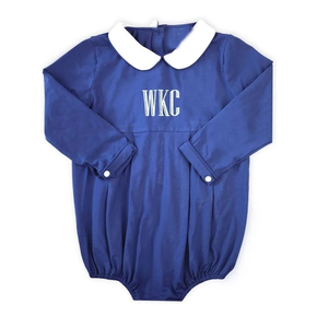 Body per Neonati in Cotone 95% con Colletto Peter Pan Blu e Bianco, Personalizzabile con Nome e Logo, Manica Lunga - Product Image 6