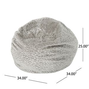 DB Yasmin 3 Foot <b>Bean</b> <b>Bag</b> Sofa Rounded Faux <b>Fur</b> with Grey Pebble Pattern - Product Image 2