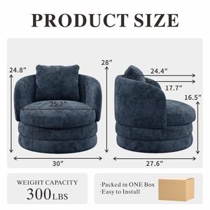 Sillón Moderno Giratorio de 360 Grados, Tapizado en Chenilla, Cómodo Sillón de Descanso, Sofá Individual para Sala de Estar o Dormitorio - Product Image 2