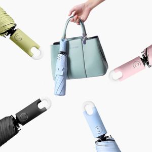 Automatic Locking <b>Umbrella</b> Creative Ring Buckle Simple Black Glue Sunscreen Sun and Rain Dual-use Three-fold <b>Umbrella</b> - Product Image 5