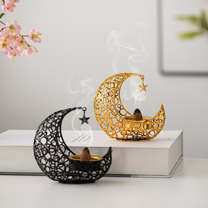 Quemador de Incienso de Metal con Forma de Luna Creciente y Estrella, Estilo Romántico de Oriente Medio, Quemador de Incienso Mubkhar, Quemador de Incienso Árabe - Product Image 5