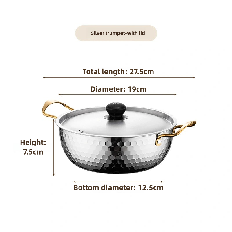 18cm Natural Color Pot with Gold Handle