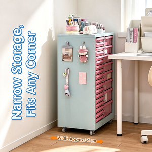 Meuble de rangement mobile multi-tiroirs avec roulettes, organiseur de fichiers de bureau, unité de rangement à tiroirs pour le bureau, l'étude et les fournitures de bureau - Product Image 5