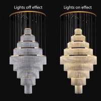 Grand Lustre de Luxe en Acier Inoxydable et Cristal pour Villa, Escalier, Salon, Hall, Plafonnier LED Personnalisé pour Intérieur, Inspecté QC