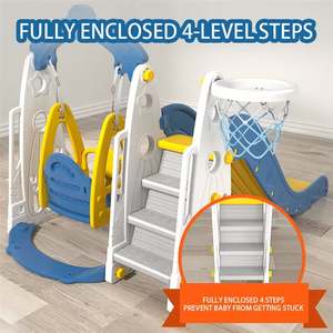 Vente flash Aire de jeux pour enfants 6 en 1 combinée <span class=keywords><strong>avec</strong></span> balançoire et <span class=keywords><strong>piscine</strong></span> à balles de basket-ball Glissade en plastique pour bébé d'intérieur pour enfants - Product Image 4