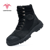 Chaussures de sécurité de haute qualité, anti-écrasement et anti-perforation, pour hommes, bottes de travail en cuir, embout en acier, industrielles