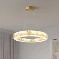Lustre suspendu moderne en marbre alabastro en forme de cercle pour hôtel, villa, salon et salle à manger