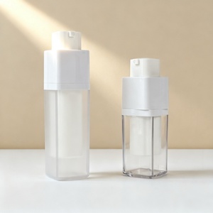 Botella con Bomba Airless en Oferta, 15ml 30ml 50ml, Envase Cosmético Cuadrado Transparente, Botella con Bomba Airless Recargable para Base de Maquillaje Líquida - Product Image 2