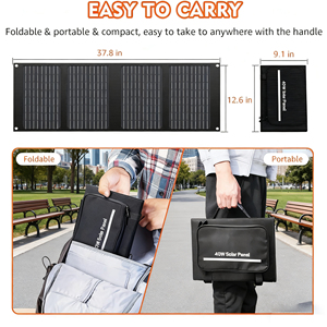 Panel Solar Portátil Plegable de 40W, Resistente al Agua, de Silicio Monocristalino, con Cargador USB PD Tipo-C Multipuerto, 22% de Eficiencia - Product Image 5