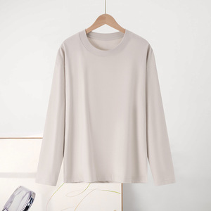 Camiseta de Algodão Simples e Estilosa de Manga Longa para Homens, Gola Redonda, Cor Sólida, Alta Qualidade, Atacado - Product Image 5