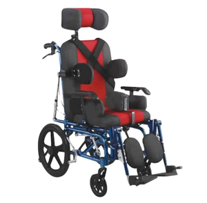 Sillas de ruedas reclinables plegables para niños, respaldo alto, reposapiés elevador desmontable, silla de ruedas de aluminio inclinable para niños - Product Image 5