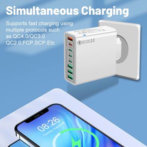 Chargeur rapide 8 ports 4USB + 4Type-C QC3.0, tête de charge multi-interface pour téléphones et tablettes - Product Image 4