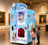 Machine à crème glacée professionnelle 24h/24 et 7j/7, refroidie par air, saveur unique, système de garniture à 6 distributeurs pour la vente autonome