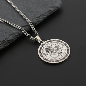 Collar con colgante de acero de titanio de moda Retro para hombre, diseño de Poseidón griego antiguo para suéteres - Product Image 3