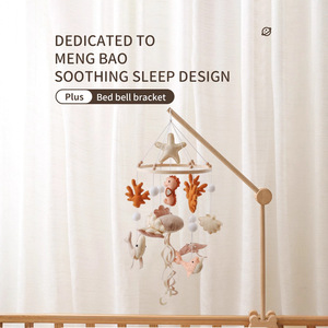 Accessoire de <span class=keywords><strong>lit</strong></span> transfrontalier Zhejiang : Sonnette de berceau en bois, support de suspension pour berceau de bébé, pendentif hochet <span class=keywords><strong>moustiquaire</strong></span>, apaisant pour nouveau-né 0-3 mois - Product Image 1