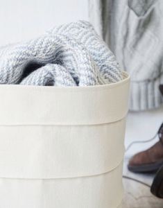 Panier de rangement pour linge sale <span class=keywords><strong>en</strong></span> <span class=keywords><strong>toile</strong></span> de coton écologique, blanc - Product Image 3