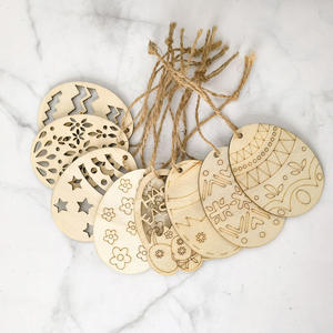 Pendentif en bois naturel non fini en forme d'œuf de Pâques pour la décoration de fêtes, loisirs créatifs pour enfants et décoration intérieure - Product Image 3