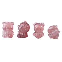 Vente en gros de pierres précieuses en vrac cristal fraise quartz ours bracelet à breloques design charmes sculpture pour bracelet fabrication de bijoux DIY