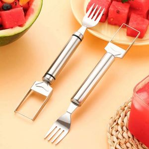 New Arrival Dual Head Stainless Steel 2-in-1 Fruit Cutter & Watermelon Fork Slicer Knife Home <b>Kitchen</b> <b>Gadget</b> - Product Image 5