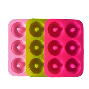 Custom Design Color Shape Silicone Chocolate Donut Cake Mold Cupcake Making Tray Container 6 Cup Muffin Pan