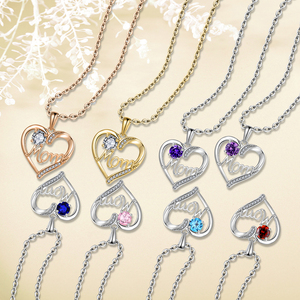 <span class=keywords><strong>XLOVE</strong></span> Vente en gros Collier pendentif en argent sterling en forme de cœur pour maman, cadeau spécial fête des Mères, avec pierre de naissance pour femme - Product Image 2