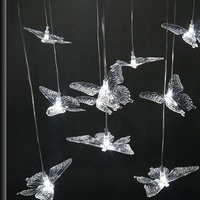 Lustre de plafond en acrylique transparent à 10 têtes, éclairage LED de luxe en forme de papillon pour la décoration de scène de mariage, d'événements et de toiles de fond