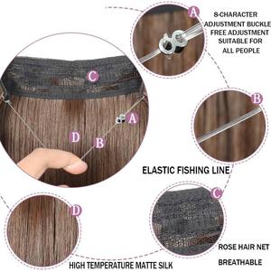 Extensiones de Cabello con cable Invisible para mujer, extensiones de cabello sin Clip, línea de pescado secreto rizado ombré, piezas de cabello sintético largo - Product Image 4