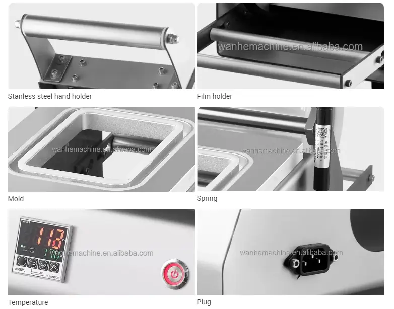 Wanhe Tisch-Hand-Schale Versiegelmaschine, Lebensmittel-Schale-Versiegelungsmaschine für Lebensmittelverpackung Obst Fleischbehälter