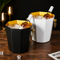 Bacs à boissons LiqVis de haute qualité en forme d'octogone avec poignées en anneau, seaux à glace en acier inoxydable pour vin, bière, champagne, pour bar et fêtes