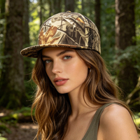 Gorra Snapback Ajustable para Exteriores con Malla Perforada Camuflada, Visera Plana, Perforación Láser, Impermeable, Logotipo Personalizado Bordado/Estampado, OEM/ODM