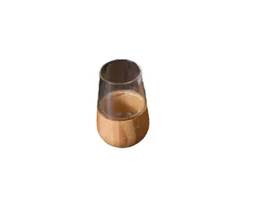 2023 New Creative natural bamboo shell bamboo bottoming Glass High borosilicate coffee red wine glass