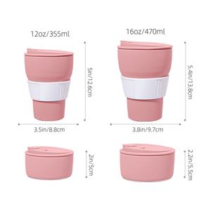Gobelet à café pliable en silicone personnalisable avec paille, design classique, portable et rétractable, idéal pour les voyages en extérieur et comme cadeau d'affaires - Product Image 4