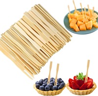 Fourchette jetable en bambou EVERYDAY Brand MJ-160-LK pour fruits - Couverts de fête écologiques et biodégradables