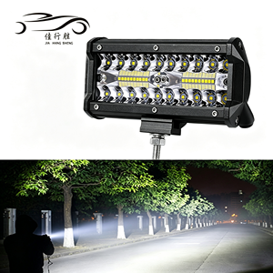 Barre de travail <span class=keywords><strong>LED</strong></span> tout-terrain JHS 12-24V, projecteur <span class=keywords><strong>triple</strong></span> rangée, faisceau combiné spot et large, 7 pouces 120W pour camion, SUV, VTT, 4x4 - Product Image 1