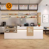 Comptoir de bar en forme de L de qualité commerciale, comptoir de réception haut de gamme, comptoir de bar commercial personnalisé pour les magasins de bubble tea, de café et de desserts