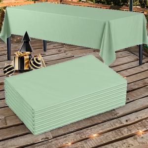 Green Plastic Tablecloths Rectangle Disposable <strong>Waterproof</strong> <strong>Table</strong> <strong>Covers</strong> Rustic Wedding Baby Shower - Product Image 2