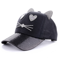 Cara de dibujos animados 5 paneles niños gorra de béisbol orejas de gato coreano sombrero de bebé Primavera Verano bebé niño niña sombrero bordado ajustable