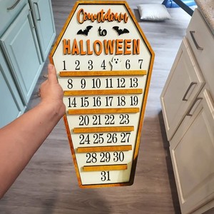 Calendrier de compte à rebours de cercueil de décoration d'halloween personnalisé transfrontalier ornements bricolage calendrier de l'avent de bloc de bois <span class=keywords><strong>mobile</strong></span> - Product Image 4