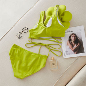 Gran oferta, traje de baño de lujo para mujer, traje de baño de neón, <span class=keywords><strong>Bikini</strong></span> de flor 3D <span class=keywords><strong>Nina</strong></span> en línea, traje de baño de 3 piezas con falda larga para cubrir - Product Image 5