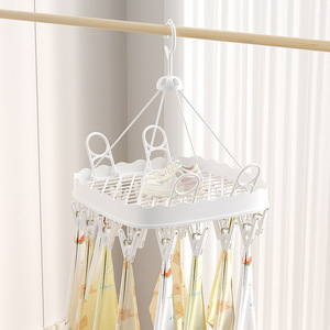 Hanging Rotating Shoe Drying Rack Round With 26 <b>Clips</b> For Socks Underwear Clothes Drying - Product Image 4