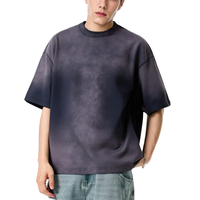 T-shirt Homme Streetwear Personnalisé en Coton Épais Surdimensionné, Effet Délavé Monkey, Coupe Boxy Rétro Hip Hop, Vendeur