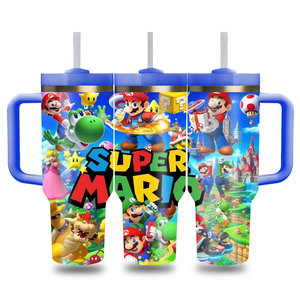 Customized Cartoon Mariobrosed Tumbler Double Wall Metal Vacuum Straw Flask Travel Coffee Mugs Thermal Cup with Gift <b>Box</b> - Product Image 4