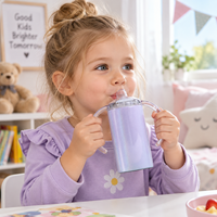 Bouteille d'eau isotherme en acier inoxydable 304 de 12 oz pour enfants, vierge pour sublimation, avec couvercle à poignée pour l'école - Vente en gros