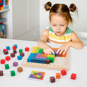 2025 Montessori Classic Wood Puzzle Cube Ten Color Counting Building Blocks for Primary School Kids Educational Toys Learning - Product Image 3