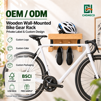 Support mural pour vélo en bois sculpté CHOMECO avec étagère et crochets, support multifonction pour vélo