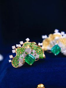 Xinfly Custom 18K Real Gold <b>Stud</b> Earrings 3.1CT Natural <b>Emerald</b> 0.80CT Natural Diamond Premium Quality Diamond Earrings - Product Image 2