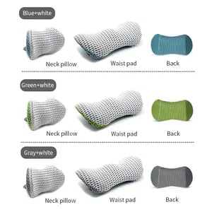 Pillow Car Wholesale Customized Car 4D Mesh Breathable Memory Foam Back Support Lumber Cushion Pillow Set