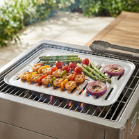 Plateau de cuisson jetable en aluminium perforé pour barbecue, plaque ovale pour grillades et cuisson du poisson